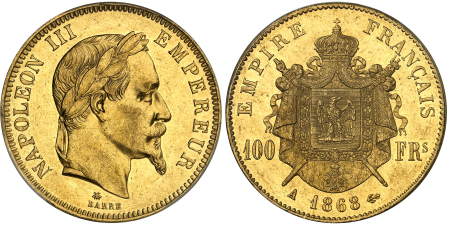 100 francs or 1868 A Paris - PCGS AU 58