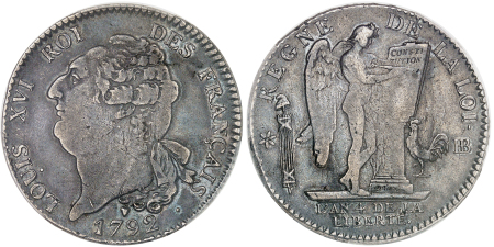 Ecu de 6 livres type "Français" 1792 BB Strasbourg An 4 - PCGS VF 35