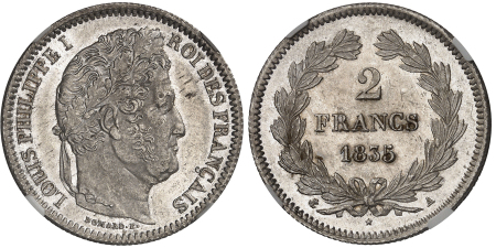 2 francs 1835 A Paris - NGC MS 64