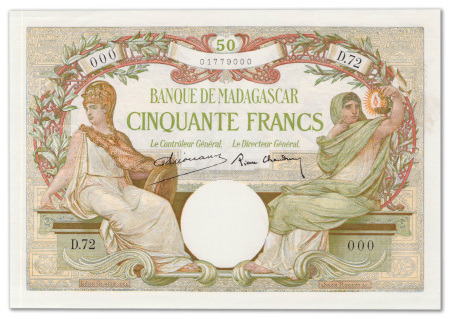 Épreuve non filigranée du 50 Francs - ND (1937-47) - Série D.72 N°000 - PCGS UNC 62 OPQ