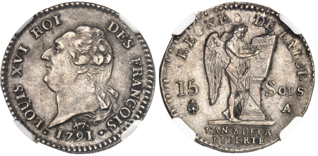 15 sols type “FRANÇOIS” - 1791 A Paris - An 3. - Léopard - Deuxième semestre - NGC UNC