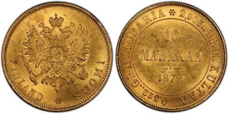10 markkaa 1879 S - PCGS MS 63